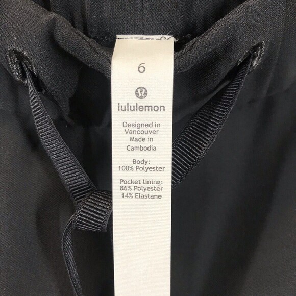 Lululemon Womens On The Fly Crop Pants Size 6 Black "Woven 23" Drawstring Casual - Picture 7 of 9